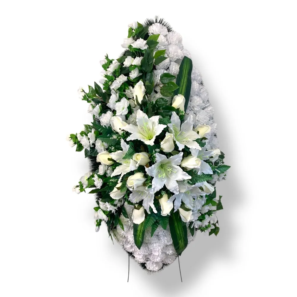 Ритуальный венок, венок на похороны, искусственные цветы, траурный венок, ритуальные принадлежности, венок из искусственных цветов, похоронные атрибуты, мемориальный венок.