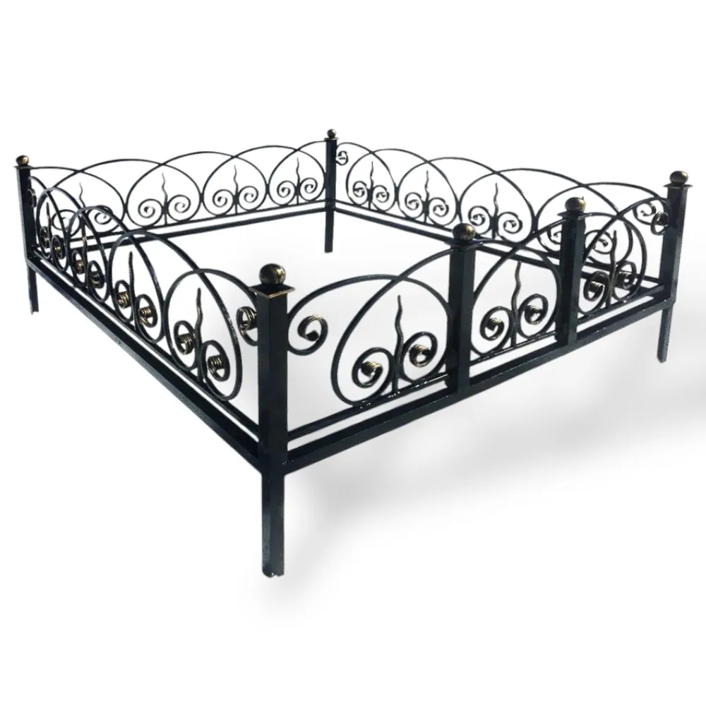 Кованная ограда, ограда на могилу, кованая ограда Кармен, артикул КО-045, металлические ограды, декоративные ограждения, ритуальные изделия, кованные изделия, ограды для кладбища.