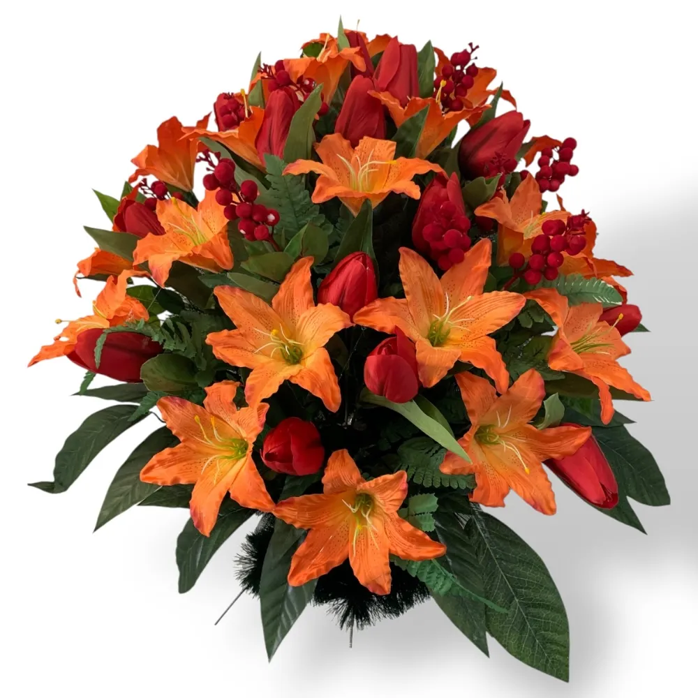 корзина на похороны, корзина с искусственными цветами, ритуальная корзина, элитная корзина, похоронные атрибуты, ритуальные товары, корзина ладья, артикул КИ-008