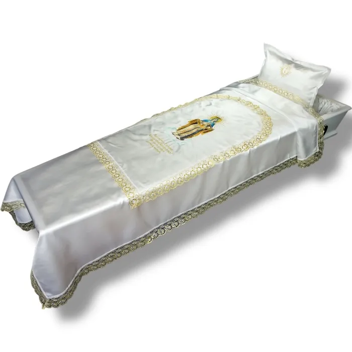 Икона Покрова Пресвятой Богородицы, ритуальные комплекты, гробовые принадлежности, подушки и покрывала, парча, православные иконы, погребальные атрибуты, церковная утварь, религиозные товары.