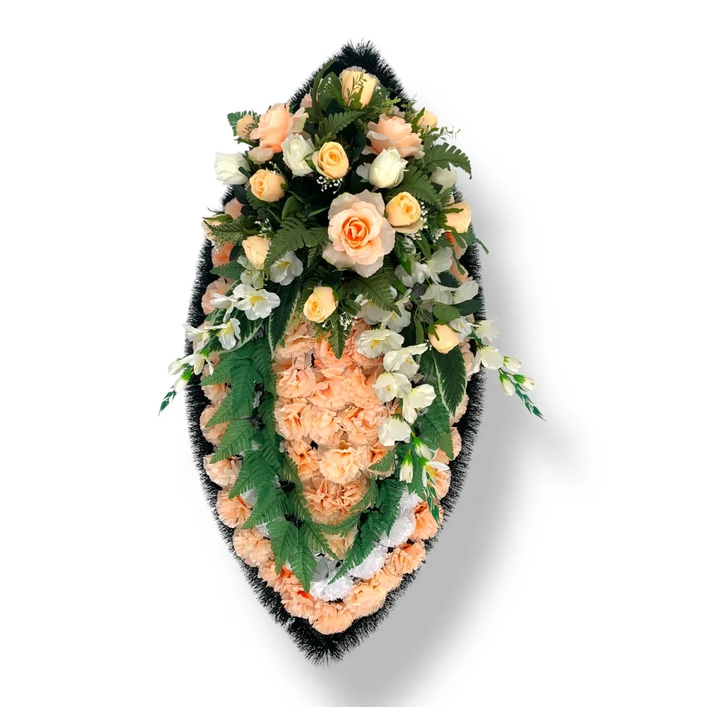 Ритуальный венок, венок на похороны, искусственные цветы, траурный венок, ритуальные принадлежности, венок для церемонии прощания, мемориальный венок, похоронные атрибуты, венок артикул ВИ-103.