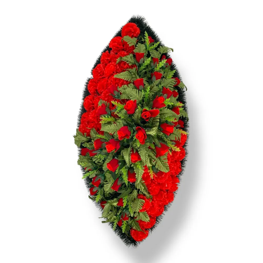 Арт. ВИ-106 Ритуальный венок из искусственных цветов на похороны 100 см.