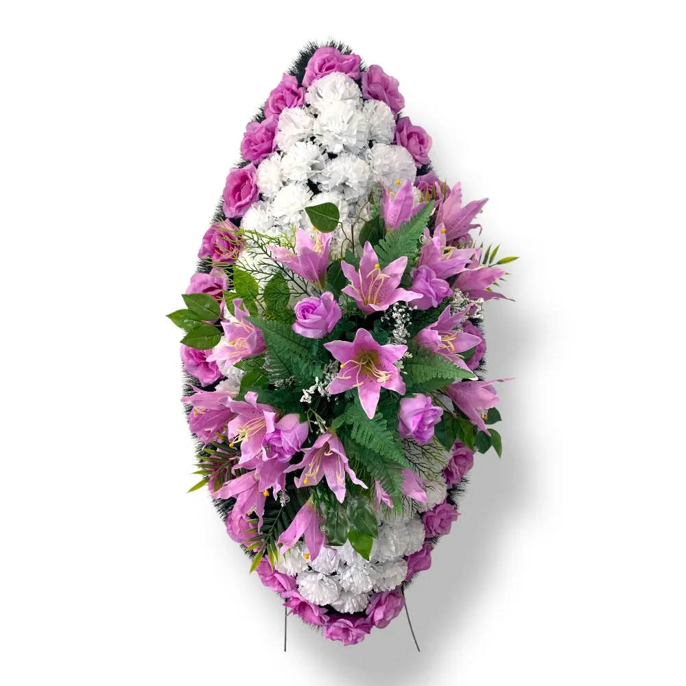 Арт. ВИ-132 Ритуальный венок из искусственных цветов на похороны 100 см.