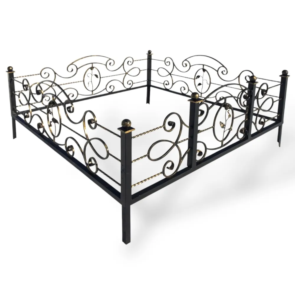 Кованная ограда, ограда на могилу, артикул КО-046, ограда Венеция, кованные изделия, ограды для могил, металлические ограды, ритуальные ограды, художественная ковка, мемориальная ограда.