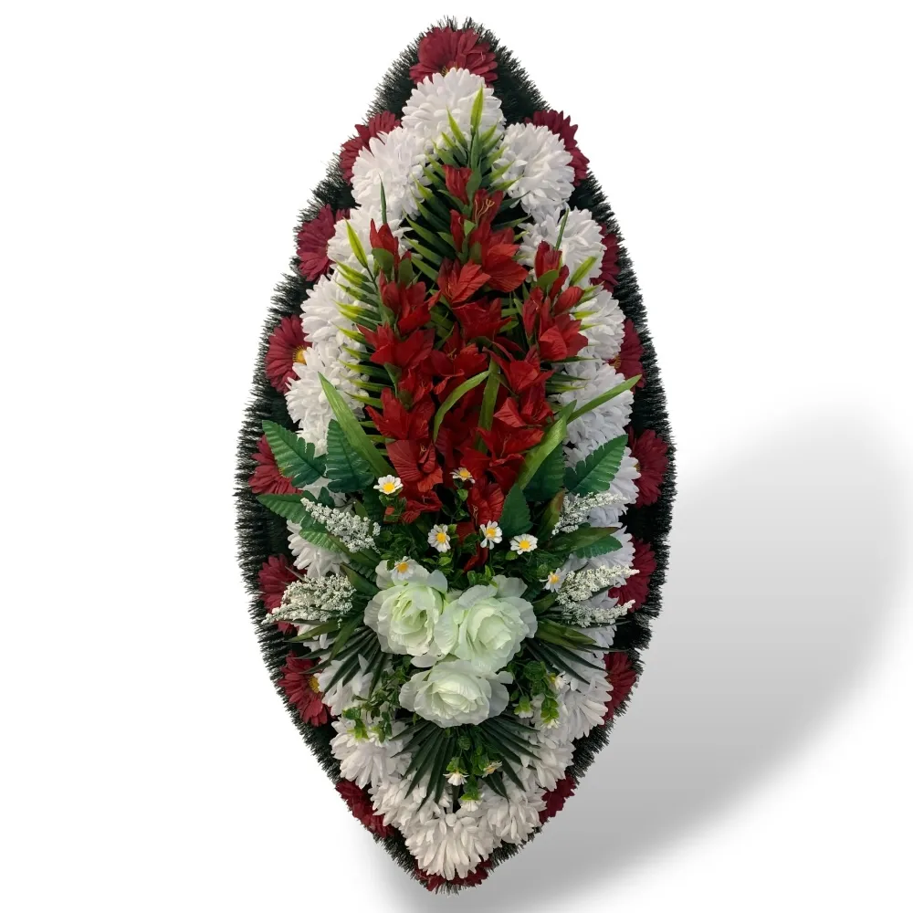 Венок на похороны артикул ВИЗ-031 – искусственные цветы, которые помогут выразить соболезнования. Доставка по городу, возможность оформления заказа онлайн по доступным ценам.