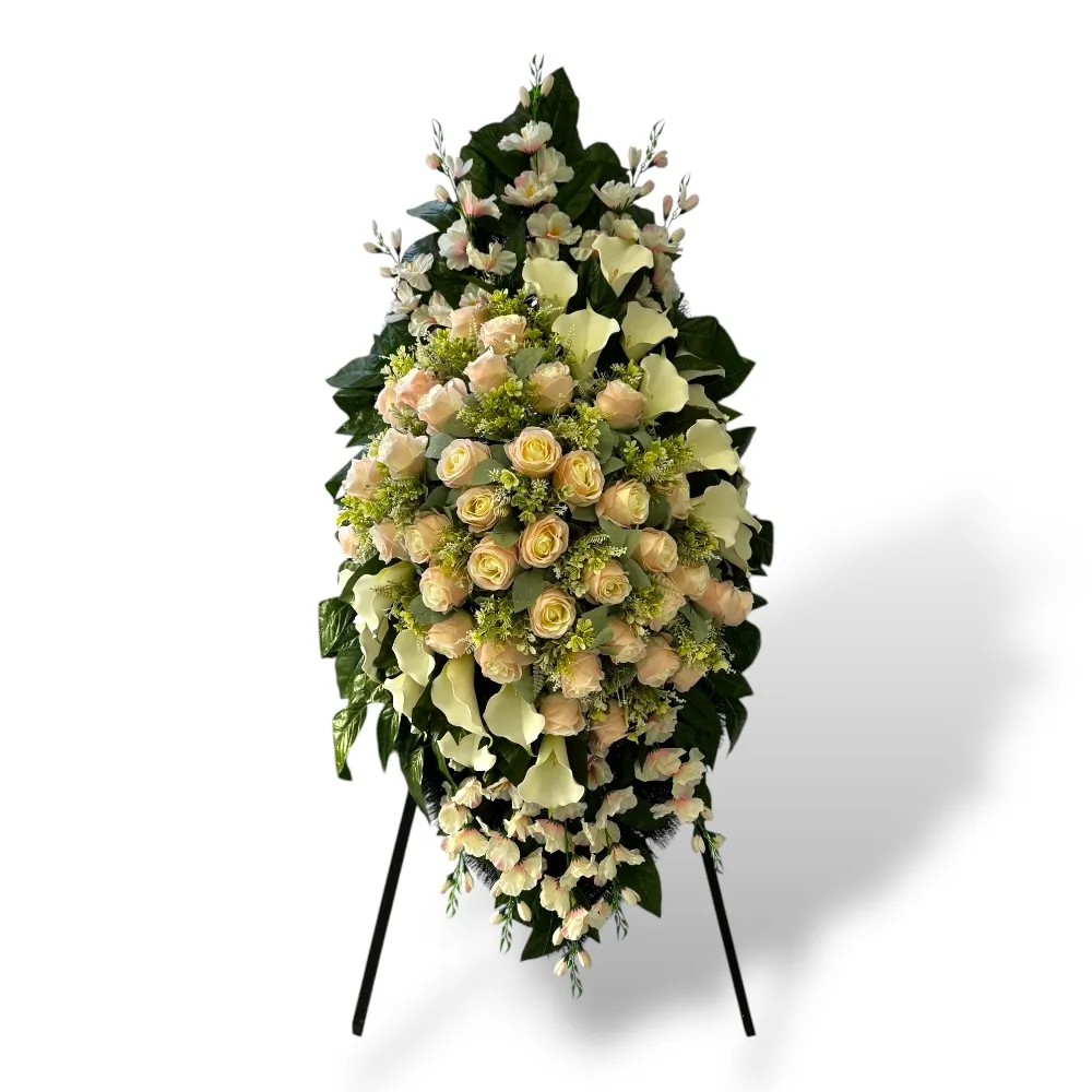 АРТ. ВП-001 Траурный венок из искусственных цветов "Премиум" 140 см.