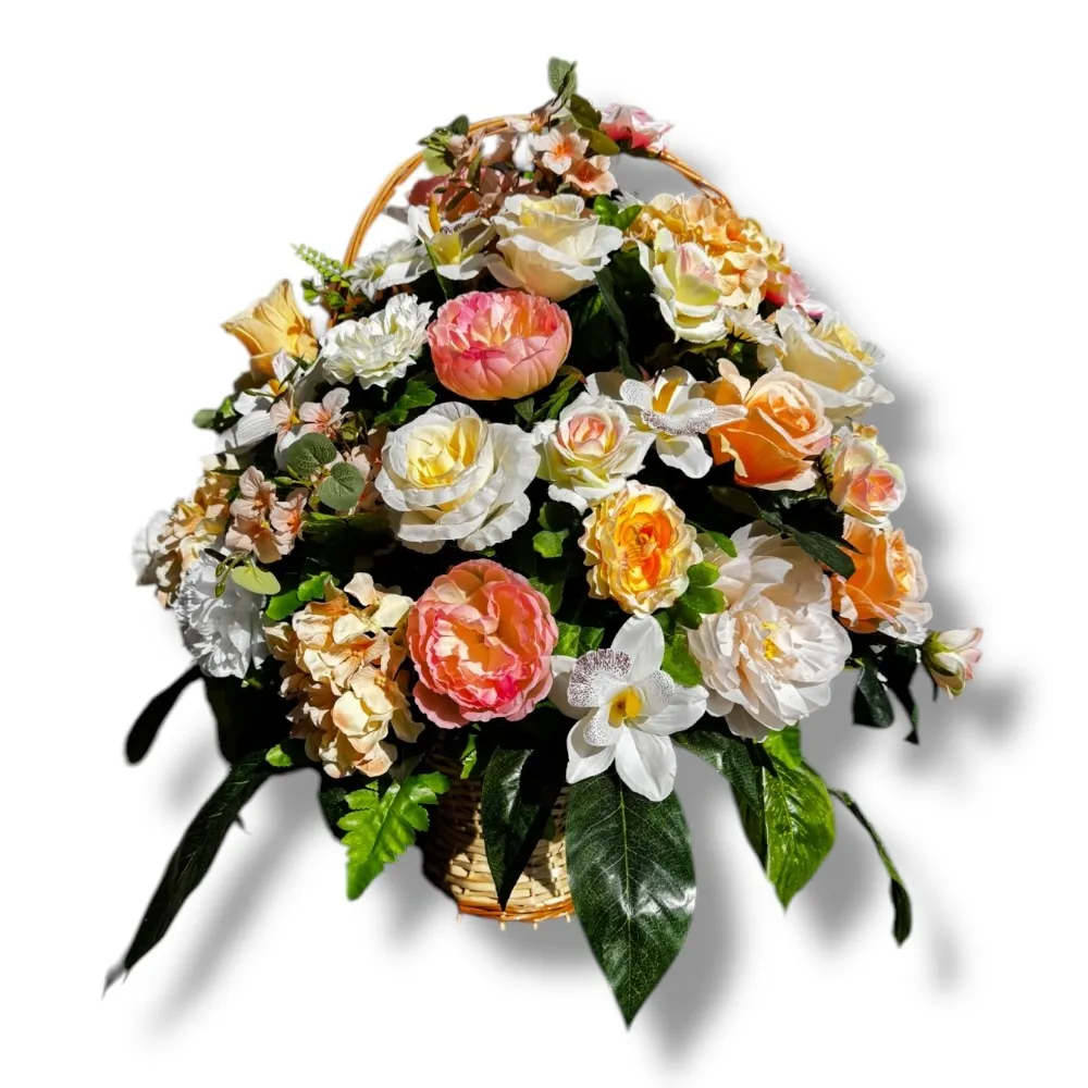 корзина на похороны, искусственные цветы, ритуальные корзины, траурные аксессуары, похоронные атрибуты, корзина с цветами, ритуальная атрибутика, цветы на похороны.