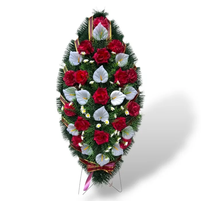 венок искусственный, венок на кладбище, ритуальные изделия, мемориальный венок, артикул ВЭ-006