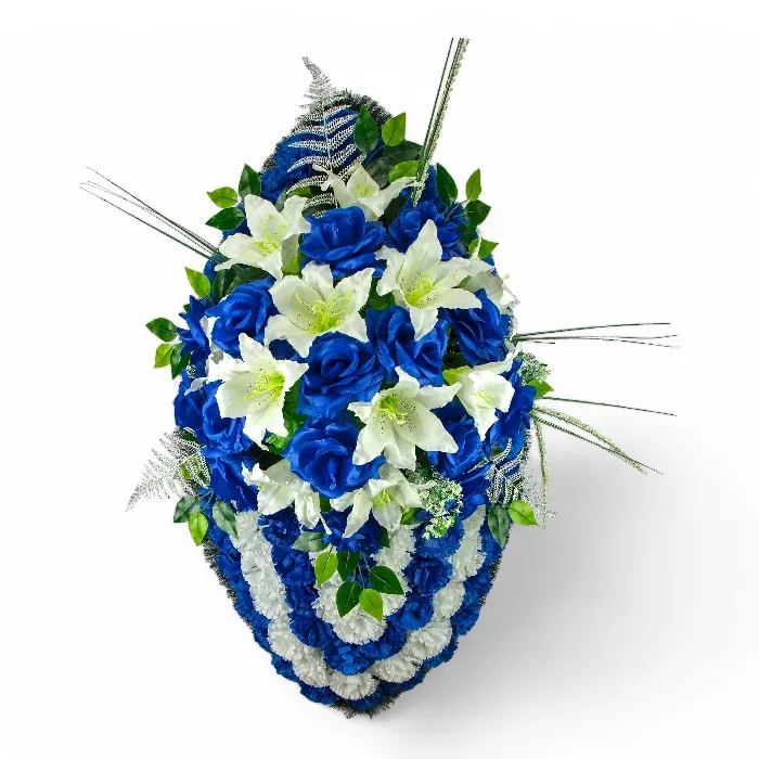 Арт. ВИ-027 Ритуальный венок эксклюзив из искусственных цветов на похороны 100 см.