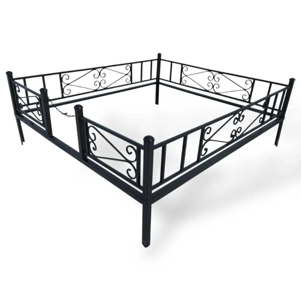 Арт. КО-010 Кованная ограда на могилу Новая 1.8*2.0 м. Hammerite