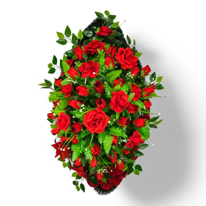 Ритуальный венок, эксклюзивный венок, искусственные цветы, похоронные атрибуты, ритуальные товары, венок на похороны, траурные аксессуары, мемориальные украшения, венки из искусственных цветов, эксклюзивные ритуальные изделия.