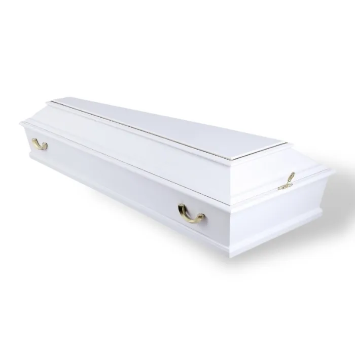 гроб белый, гроб стандартный, четырехгранный гроб, гроб для похорон, ритуальные товары, погребение, похороны, ритуальная продукция