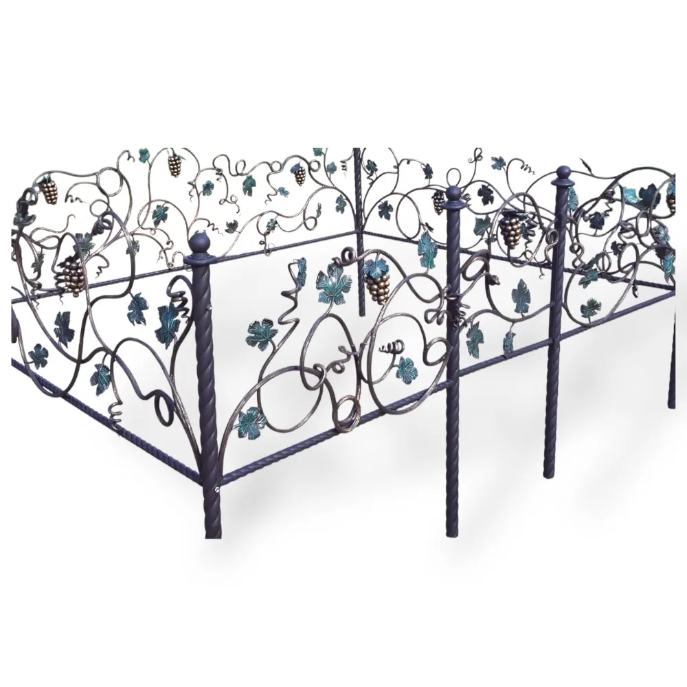 Кованная ограда, ограда на могилу, кованая ограда на могилу, виноградная лоза, кованная ограда с виноградной лозой, металлическая ограда, декоративная ограда, артикул КО-053.