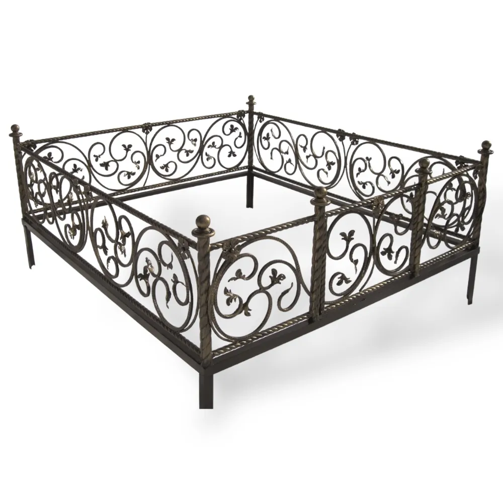 Кованная ограда, ограда на могилу, кованные изделия, ритуальные ограды, артикул КО-048, Элегия, металлические ограды, декоративные ограды, ритуальная атрибутика.