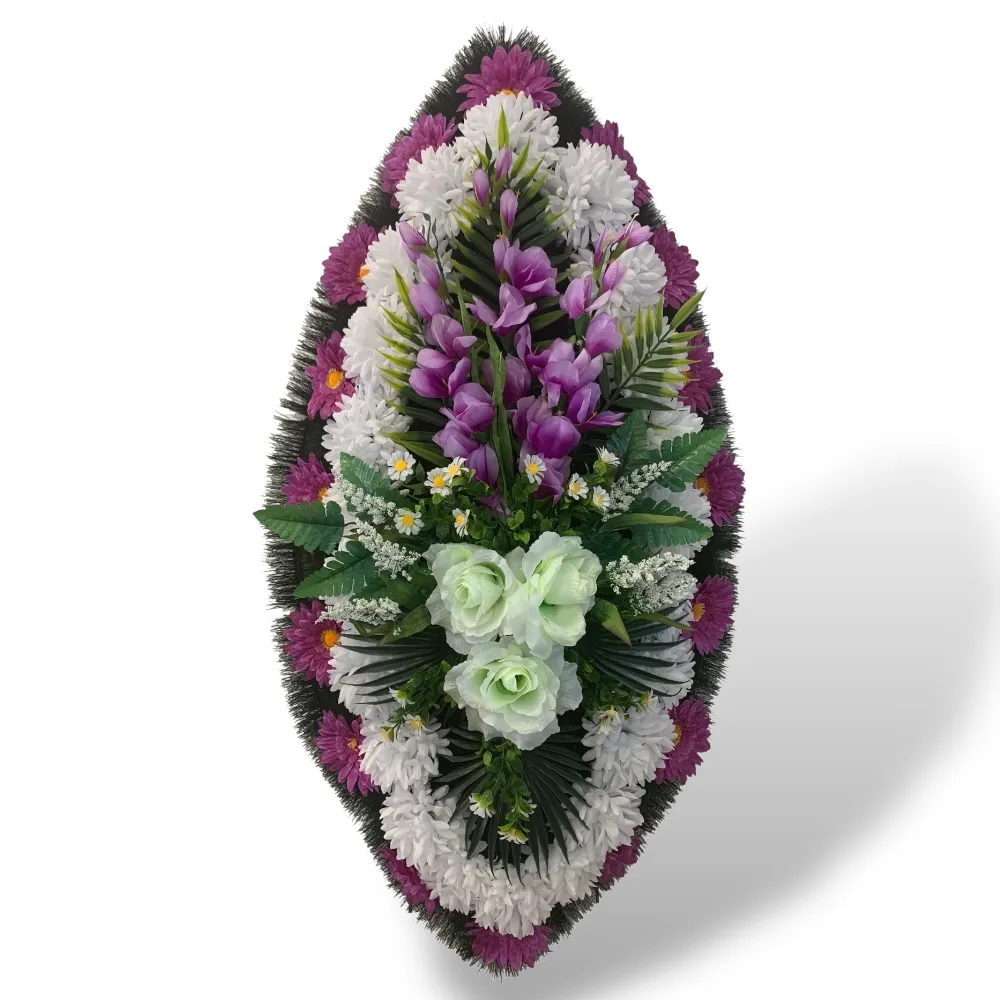 Венок на похороны артикул ВИЗ-036 – искусственные цветы, которые помогут выразить соболезнования. Доставка по городу, возможность оформления заказа онлайн  по доступным ценам.