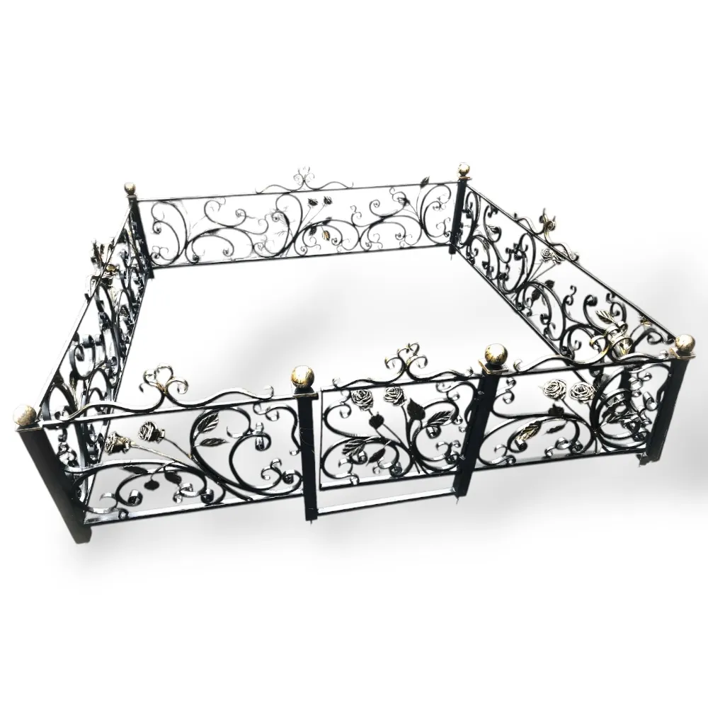 Кованная ограда, ограда на могилу, кованая ограда Версаль, артикул КО-054, ограды для могил, металлические ограды, декоративные ограды, ритуальные изделия, кованные изделия, надгробные ограды.