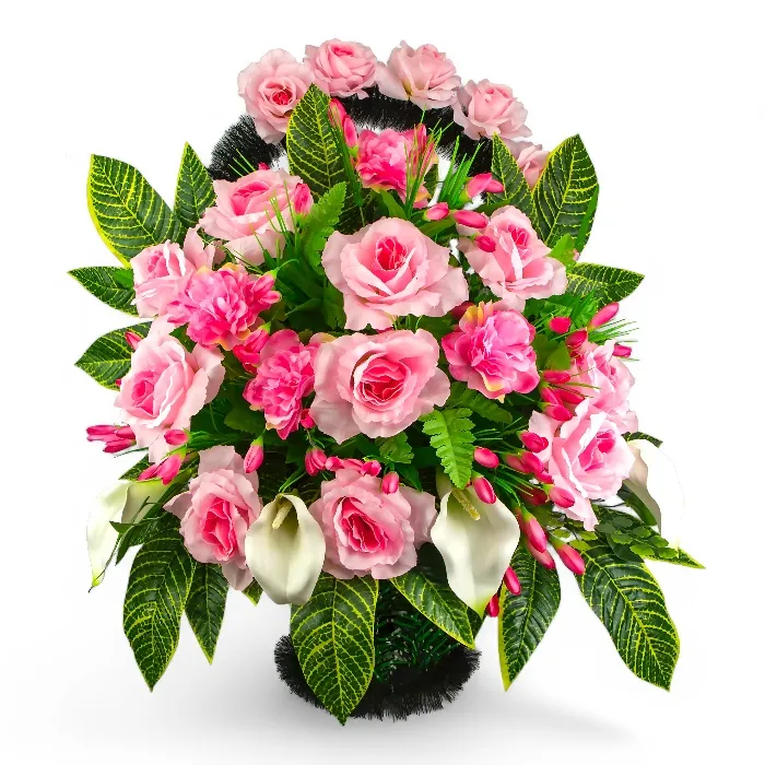 Корзина на похороны, корзина из искусственных цветов, элитные похоронные корзины, ритуальные корзины, искусственные цветы, траурные аксессуары, ритуальная атрибутика, похоронные принадлежности.