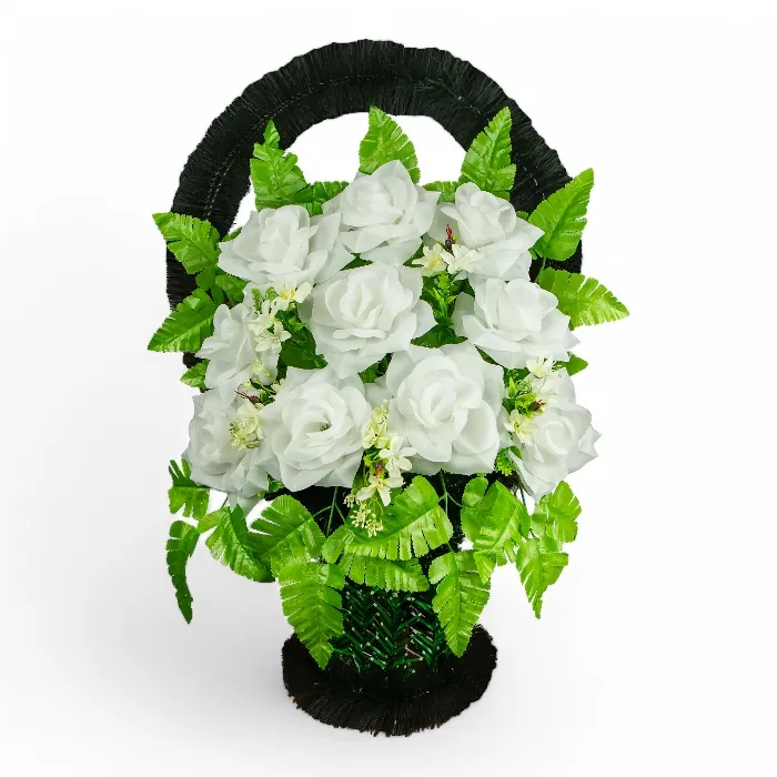 корзина на похороны, искусственные цветы, ритуальные корзины, стандартные ритуальные корзины, похоронные атрибуты, ритуальная атрибутика, корзина с цветами, ритуальный товар, ритуальные услуги.