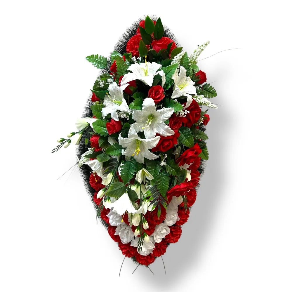 Ритуальный венок, венок на похороны, искусственные цветы, траурный венок, ритуальные принадлежности, венок для церемонии прощания, мемориальный венок, похоронные атрибуты, венок артикул ВИ-064.