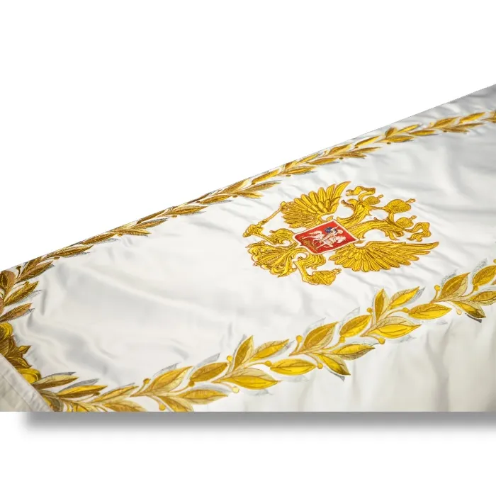 Гербовое покрывало, комплект в гроб, парча, похоронные принадлежности, ритуальные товары, АРТ ПБ-7, наволочка, ритуальный текстиль.