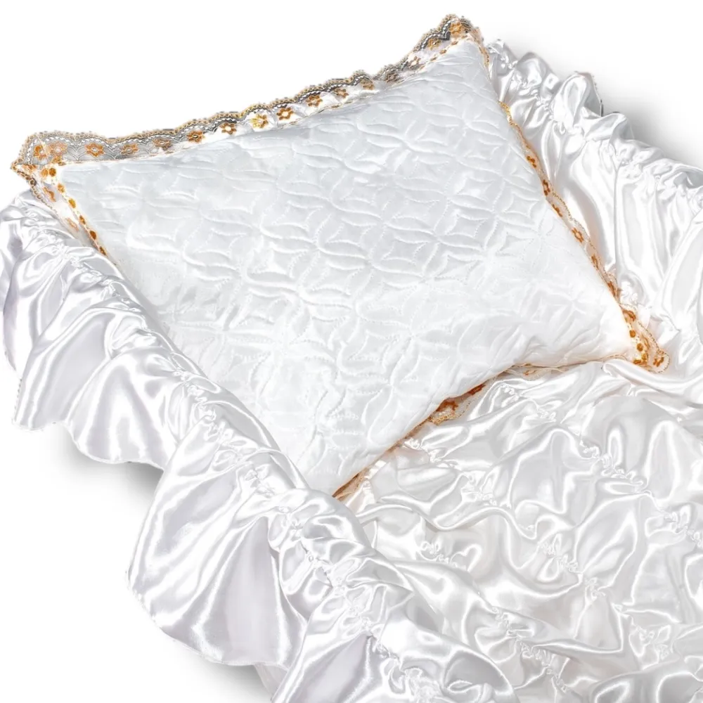 АРТ ПД-02 Подушка ритуальная в гроб. Термостежка+кружево. Атлас