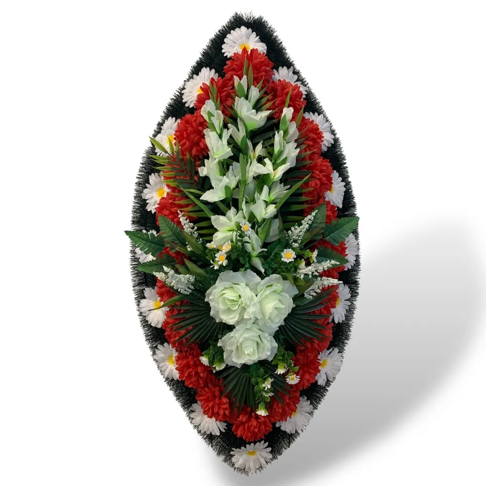Венок на похороны артикул ВИЗ-032 – искусственные цветы, которые помогут выразить соболезнования. Доставка по городу, возможность оформления заказа онлайн по доступным ценам.