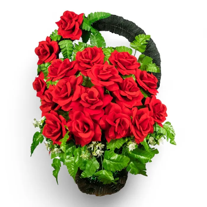 заказная корзина на похороны, искусственные цветы, ритуальные изделия, траурная атрибутика, похоронные аксессуары, корзина с цветами, ритуальная корзина, мемориальный декор, траурные украшения, ритуальные услуги.