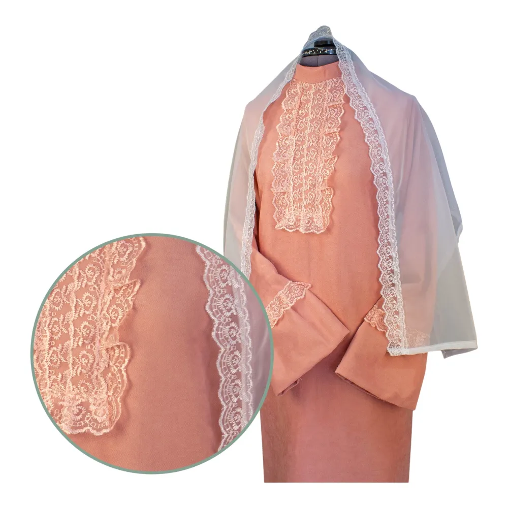 Арт. РО-015 Платье ритуальное "Элит-2" с шарфом, персиковое на похороны 46 размер.