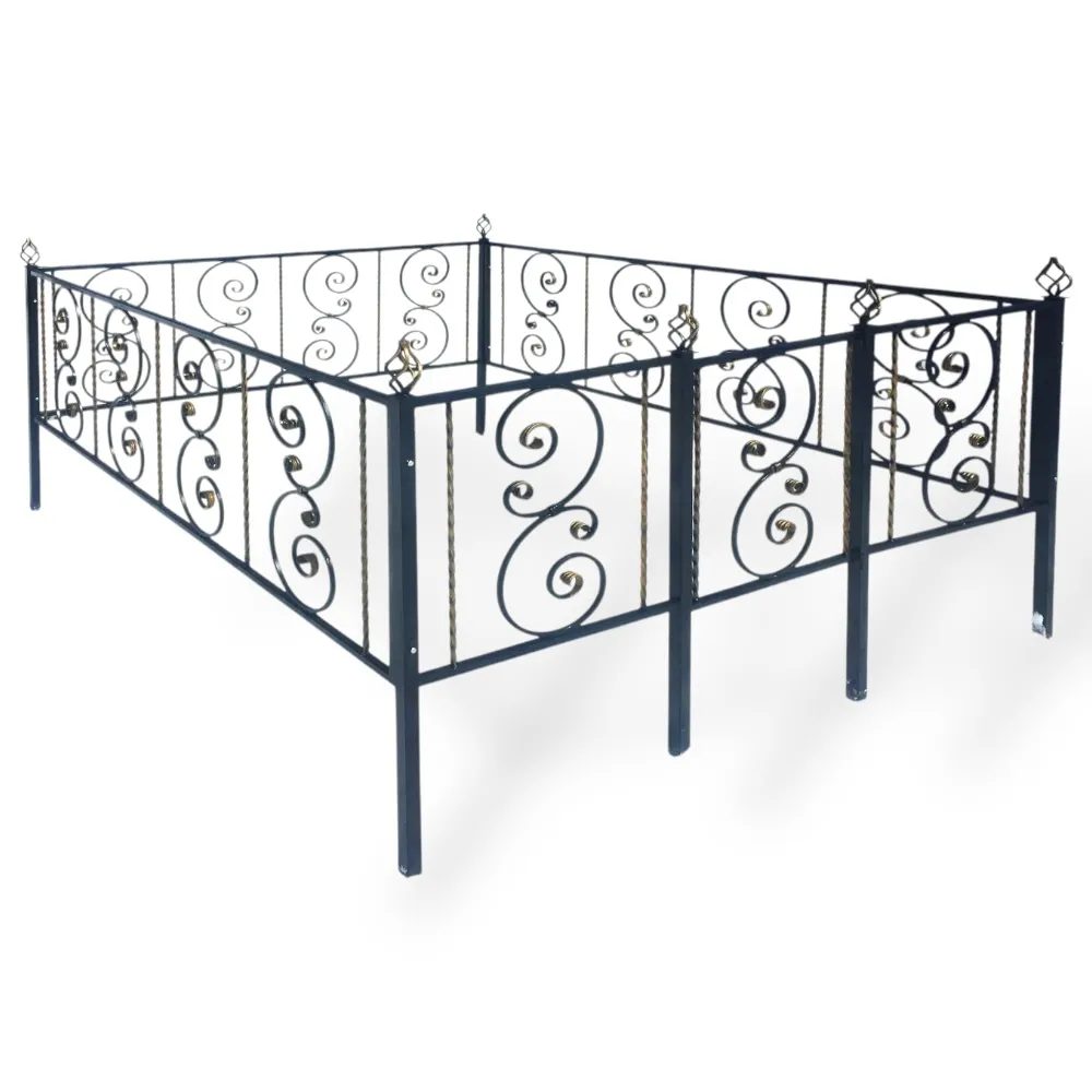 Арт. КО-020 Кованная ограда на могилу Вензель 1.8*2.0 м. Hammerite