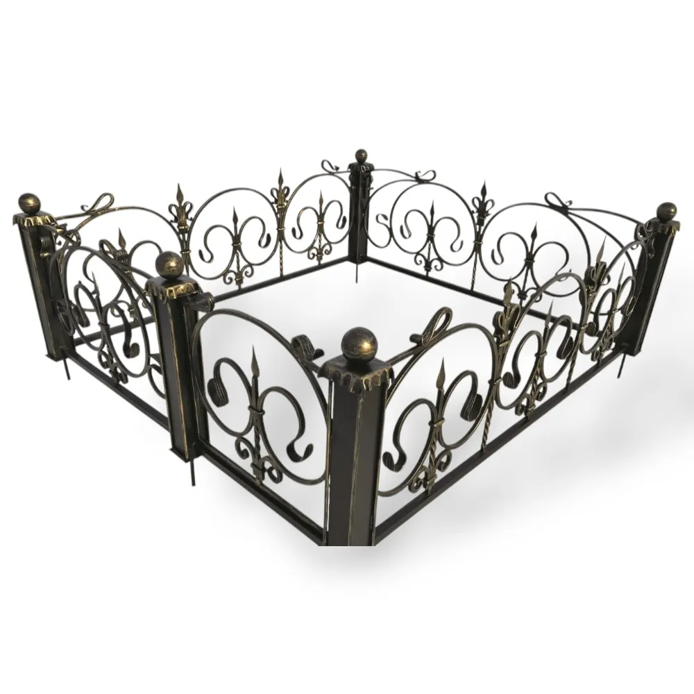 кованная ограда, ограда на могилу, артикул КО-047, кованные ограды, металлические ограды, ограды для памятников, ритуальные ограды