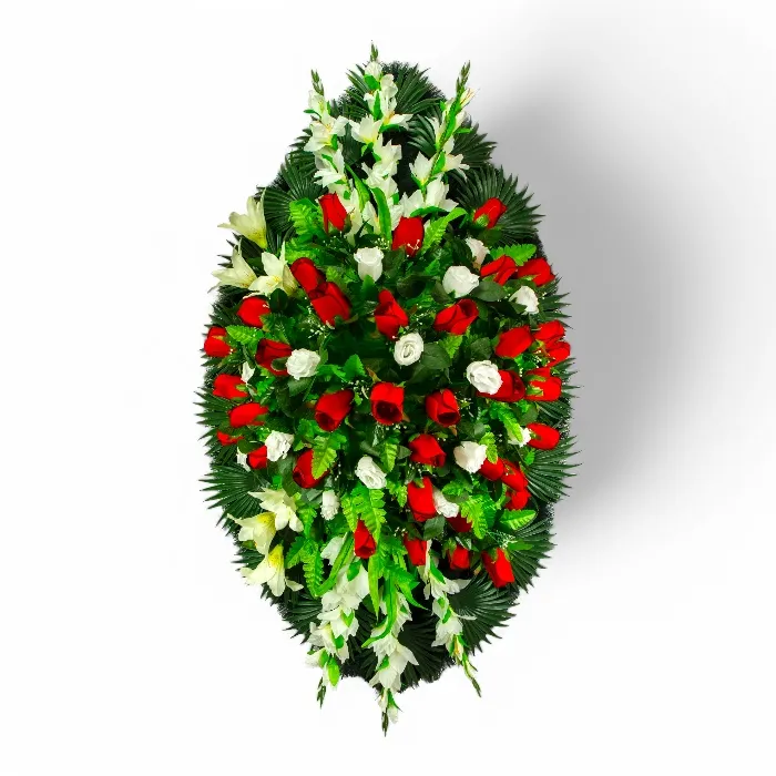 Ритуальный венок, эксклюзивный венок, искусственные цветы, похоронные атрибуты, ритуальные товары, венок на похороны, мемориальный венок, траурные аксессуары, венки из искусственных цветов.