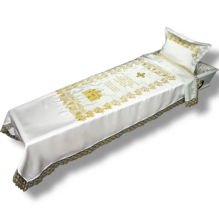 АРТ ПБ-2 Храмовый. Комплект в гроб. Покрывало+подушка. Парча. Золото
