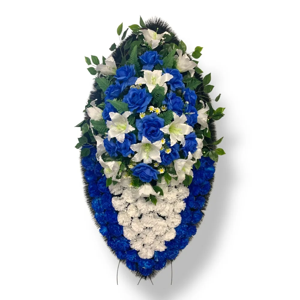 Ритуальный венок, венок на похороны, искусственные цветы, траурный венок, ритуальные принадлежности, венок для церемонии прощания, мемориальный венок, похоронные атрибуты, венок артикул ВИ-092.