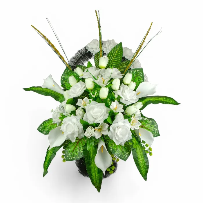 Корзина на похороны, корзина из искусственных цветов, элитная корзина, ритуальные цветы, похоронные атрибуты, искусственные цветы, траурная корзина, ритуальная атрибутика.