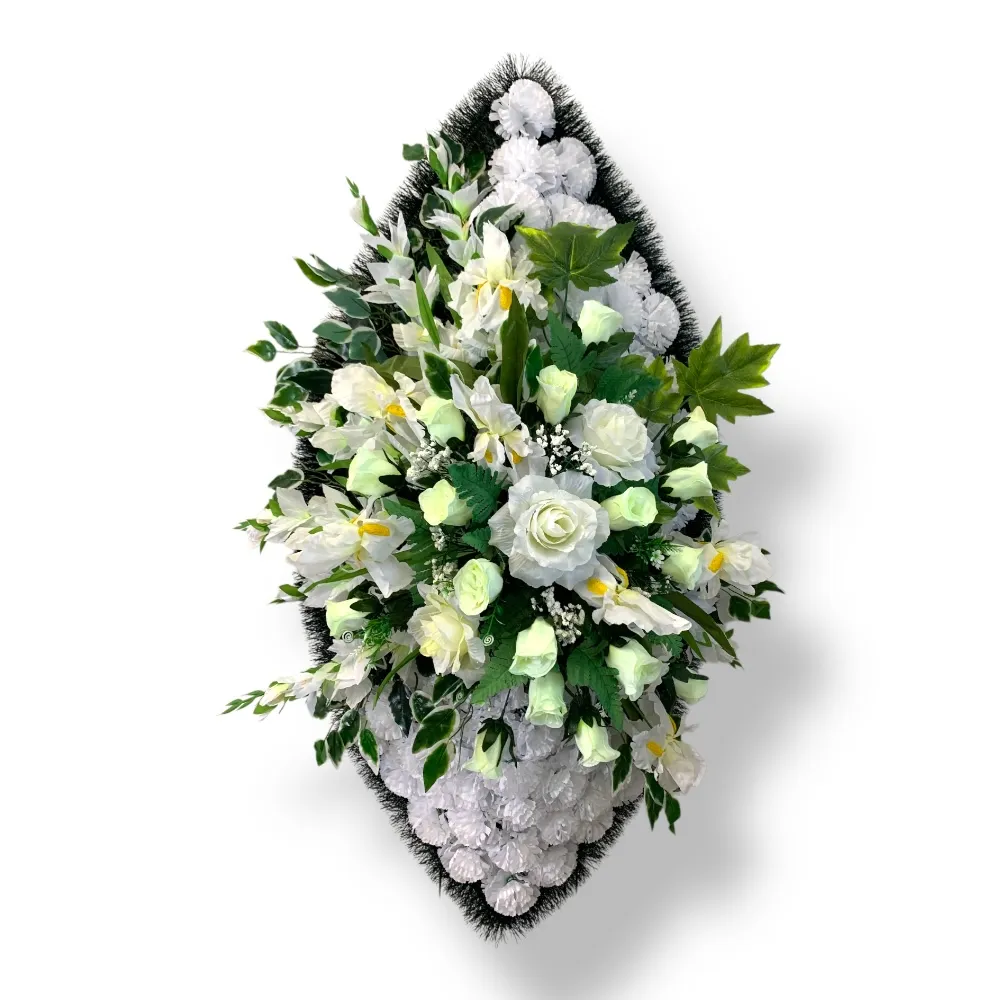 Арт. ВИ-127 Ритуальный венок из искусственных цветов на похороны 100 см.