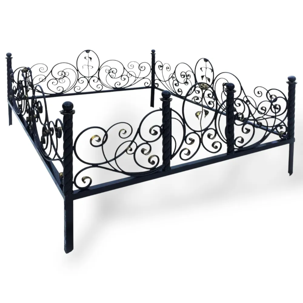 кованная ограда, ограда на могилу, элитная ограда, артикул КО-043, кованая ограда роза, оградка на могилу, металлическая ограда, эксклюзивная ограда, украшение могилы, ритуальные изделия.