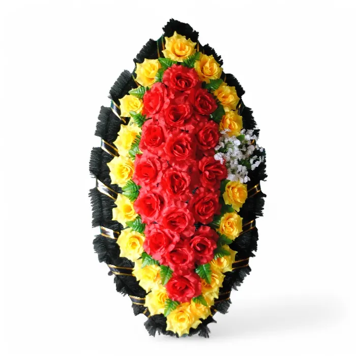 венок на похороны, венок из искусственных цветов, ритуальный венок, траурный венок, похоронный атрибут, венок артикул ВИС-001, искусственные цветы, ритуальные услуги.