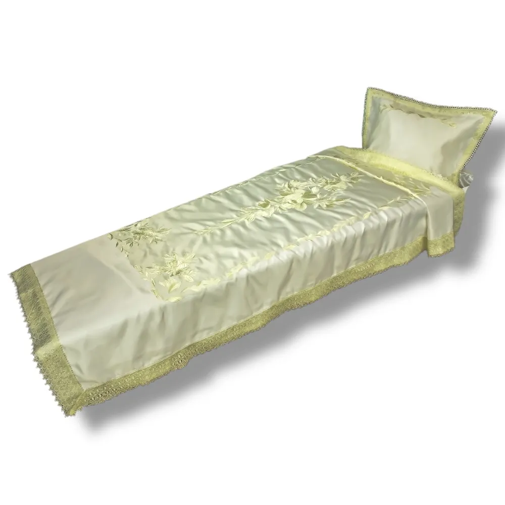 АРТ ПБ-5. Айвори. Комплект в гроб ритуальный. Подушка+покрывало. Парча.