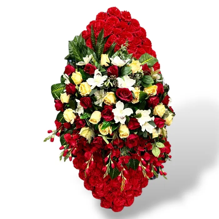 Ритуальный венок, венок на похороны, искусственные цветы, траурный венок, ритуальные принадлежности, венок для прощания, мемориальный венок, похоронные атрибуты, венки из искусственных цветов.