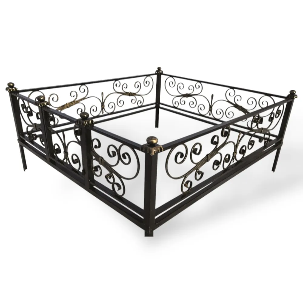 Кованная ограда, ограда на могилу, кованая ограда Лагуна, артикул КО-039, металлическая ограда, декоративная ограда, ограды для кладбища, кованные изделия, мемориальные ограды.