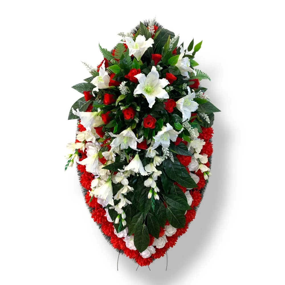 Ритуальный венок, венок на похороны, искусственные цветы, траурный венок, ритуальные принадлежности, венок для церемонии прощания, мемориальный венок, похоронные атрибуты, венок артикул ВИ-083.