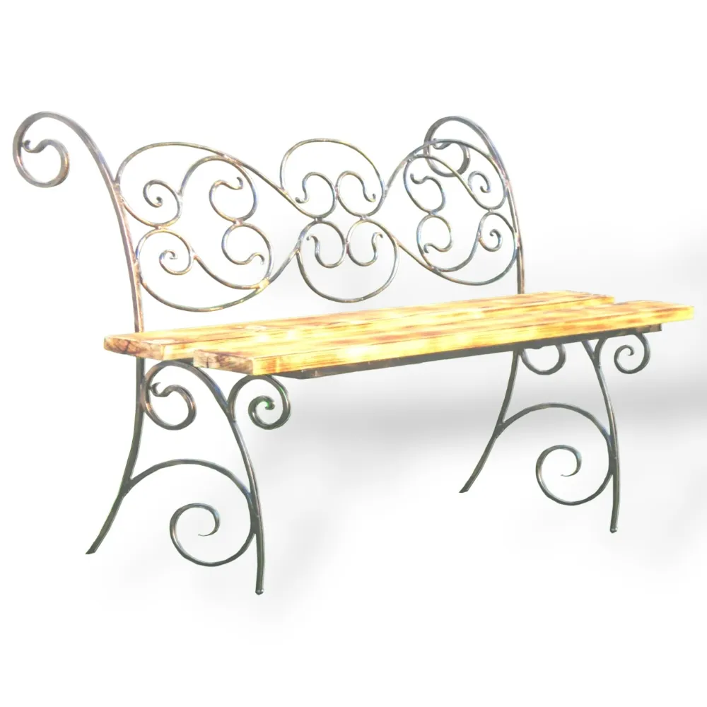 Арт. СМ-016 Лавка кованая Ажурная на могилу 1000х400 Нитро