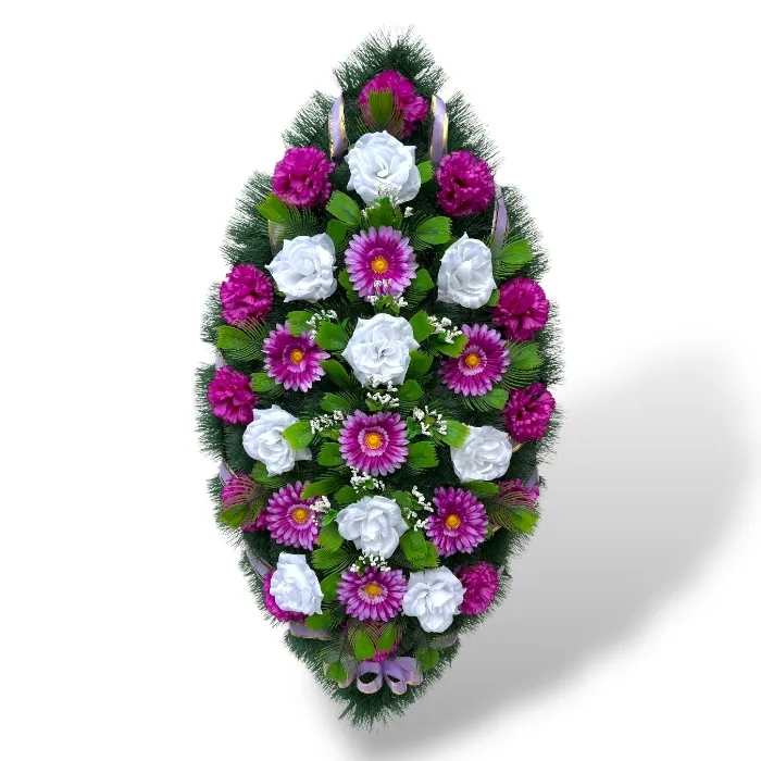 стандартные искусственные венки купить, венки стандартного размера цена, недорогие искусственные венки, классические траурные венки, венки на похороны готовые, заказать искусственный венок дешево, венки с доставкой Москва, круглые искусственные венки, овальные венки на могилу, Стандартный венок 80 см цена
