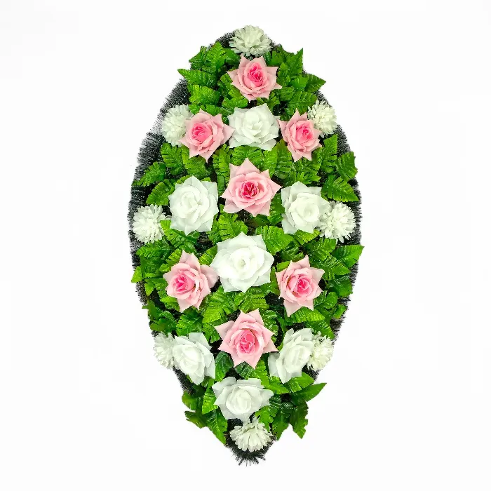 венок на похороны, венок из искусственных цветов, ритуальный венок, траурный венок, похоронный атрибут, венок артикул ВИС-015, искусственные цветы, ритуальные услуги.