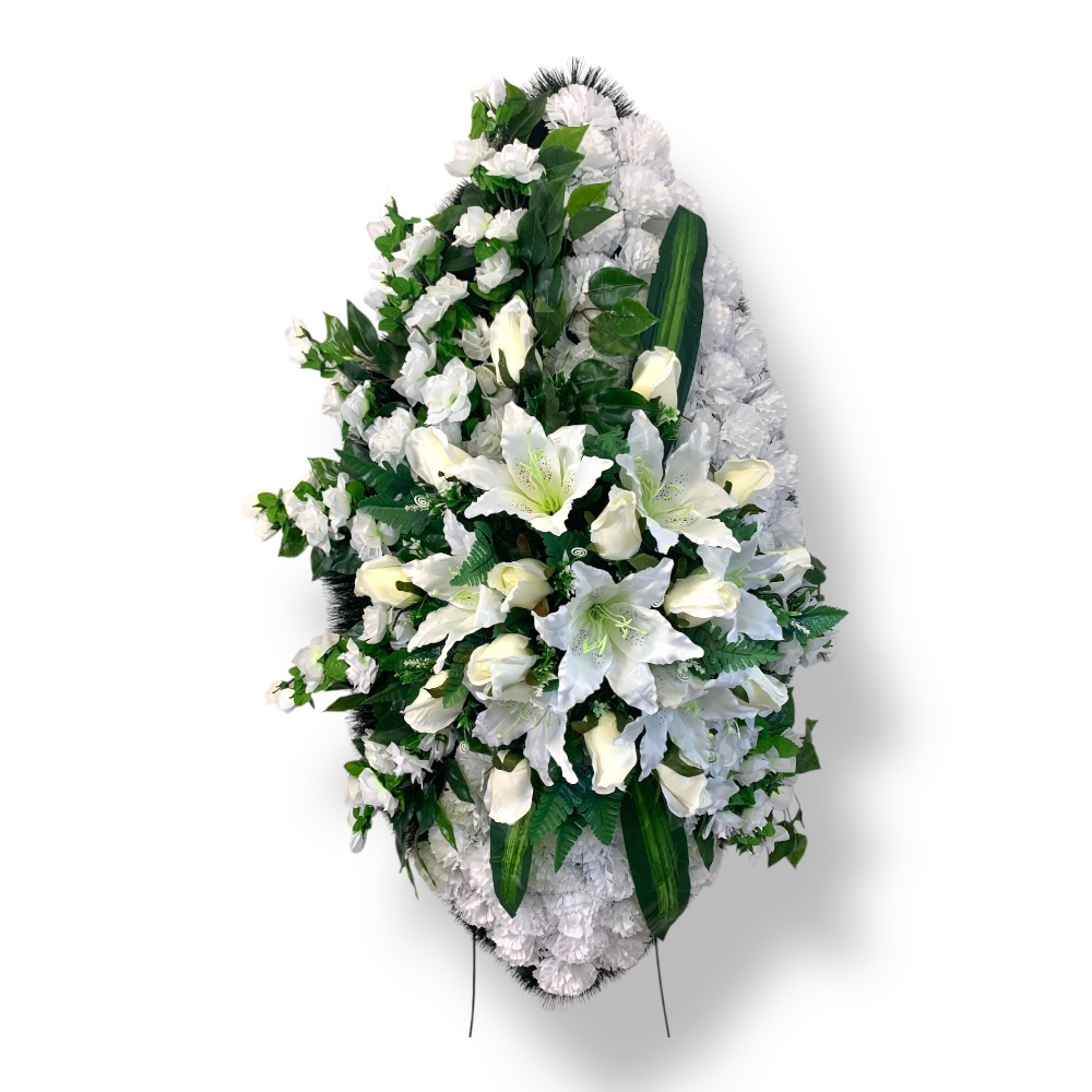 Ритуальный венок, венок на похороны, искусственные цветы, траурный венок, ритуальные принадлежности, венок из искусственных цветов, похоронные атрибуты, мемориальный венок.