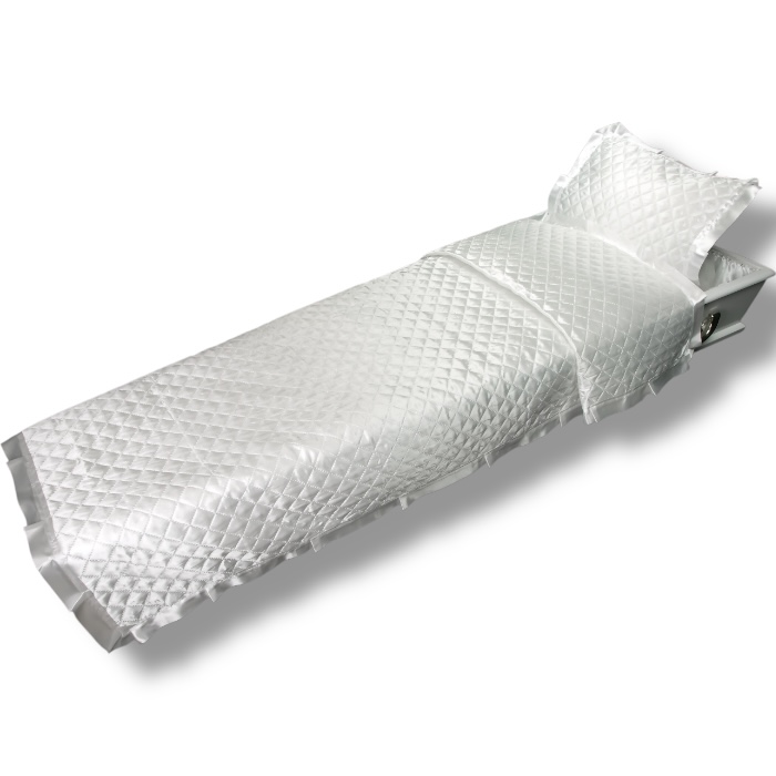 АРТ КР-021 Ромб. Комплект в гроб. Покрывало+наволочка. Атлас+термостежка. Белый