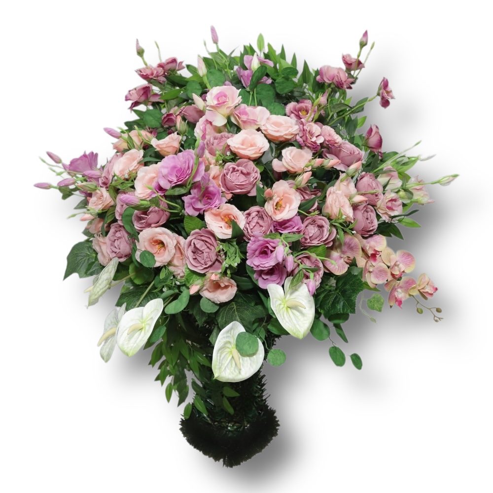 Арт. КИ-050 Корзина премиум из искусственных цветов на похороны 110 см.