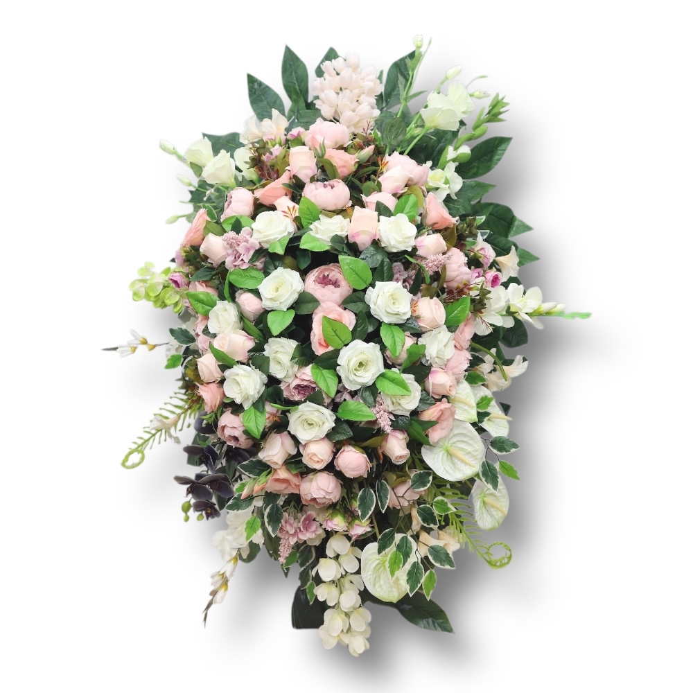 АРТ. ВП-038 Траурный венок из искусственных цветов "Премиум" на похороны 140 см.