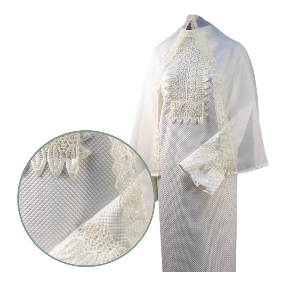 Арт. РО-014 Платье ритуальное "Элит-2" с шарфом, молочное на похороны 46 размер.