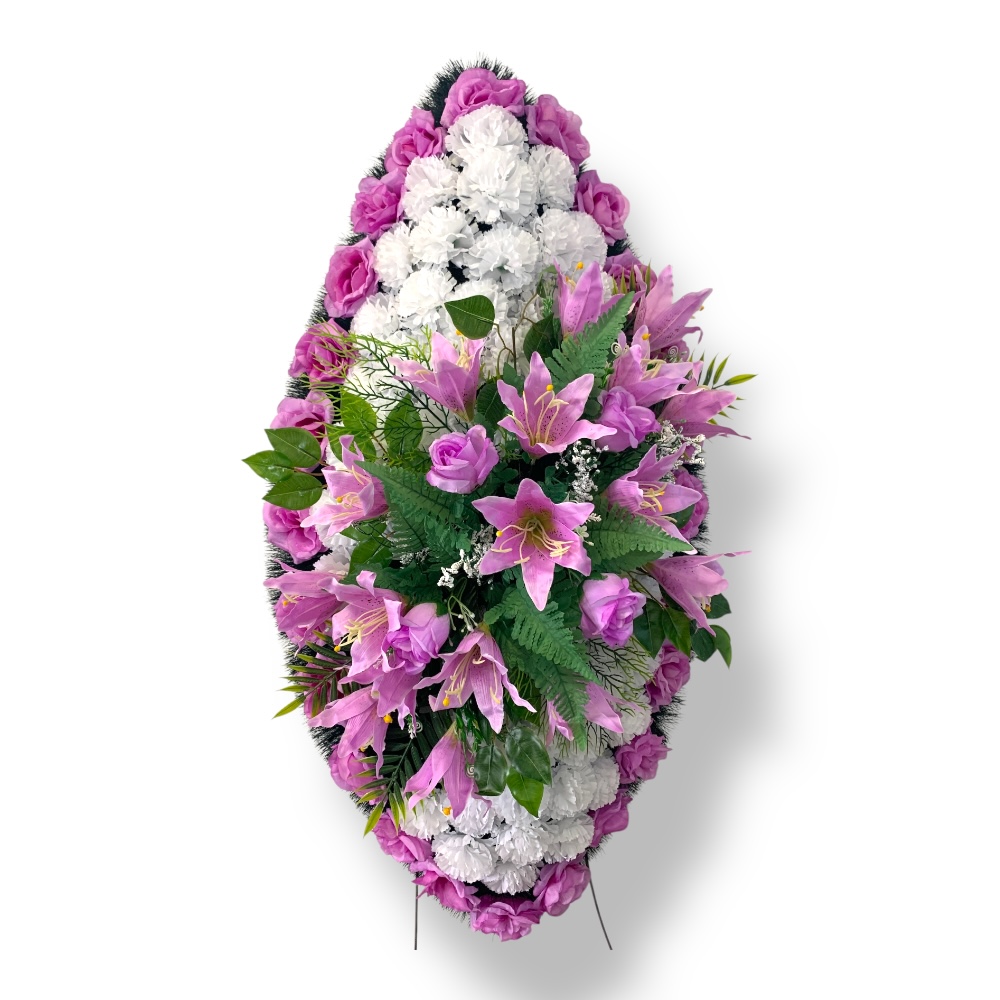 Арт. ВИ-132 Ритуальный венок из искусственных цветов на похороны 100 см.